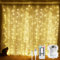 Lepro LE Curtain Lights Battery Powered, 3m x 3m 300 LEDs, 8 Modes & Timer, Warm White Fairy Curtain Lights, USB Plug, Remote Control, Suit for Room Decorations, Birthday, Party, Wedding, Gazebo