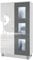 Vladon Vitrine Denjo, Made in Germany, Standvitrine mit 2 Türen und 3 Glaseinsätzen, Weiß matt/Weiß Hochglanz/Grau Hochglanz inkl. LED-Beleuchtung (71 x 129 x 35 cm)