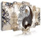 DekoArte 455 - Impression Sur Toile Moderne D'Images Artistiques Numérisées | Toile Décorative Pour Salon Ou Chambre | Style Abstrait Ying Yang Zen Couleurs Beige Marron | 5 Pièces 150 x 80 cm