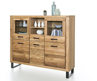 Massivmoebelversand.de Highboard Tido XXL Wildeiche teilmassiv geölt