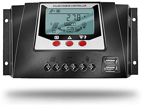 SolaMr 30A Régulateur de Charge Solaire 12V/24V/36V/48V avec Identification Automatique Intelligent Régulateur avec Écran LCD pour Batterie de Panneau Solaire - WP3048D