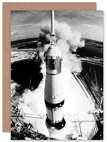 Artery8 NASA Apollo 11 Saturn Rocket Lift Off 50th Anniversary Moon Landing Sealed Greeting Card Plus Envelope Blank inside