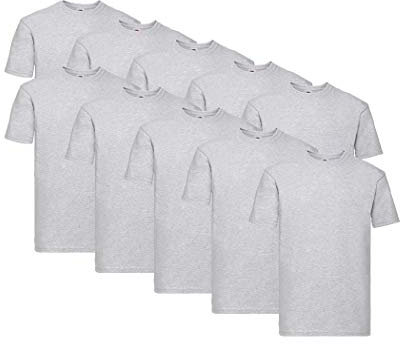 Fruit of the Loom Men's Super Premium Short Sleeve T-Shirt, Grey, L, gray, L