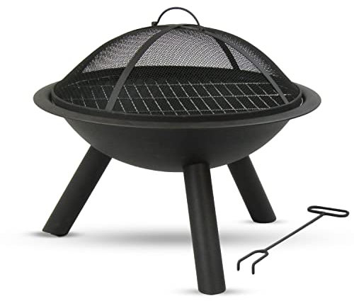 MaxxGarden Braciere da Esterno - Ciotola di Fuoco con Griglia per il Giardino - Ø 56 cm - Nero
