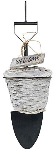 URBNLIVING Hanging Hook Outdoor Flowerpot Plant Holder Home Garden Flower Welcome Sign Set (Spade)