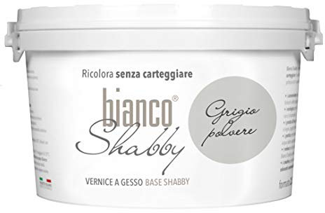 biancoShabby® Chalk Paint Grigio Polvere Pintura Shabby Chic Vintage para Muebles y Paredes Extra Mate vuelva a dar color fácilmente todo tipo de material sin lijar (2.5 l Paquete de 1)