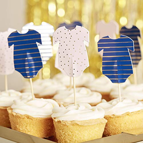 Ginger Ray Lot de 12 décorations pour cupcakes Rose et bleu marine