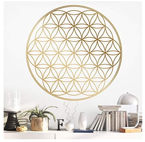 Grandora Wandtattoo Blume des Lebens I violett (BxH) 90 x 90 cm I Schlafzimmer Wohnzimmer Sticker Aufkleber Wandaufkleber Wandsticker Mandala Folie W940