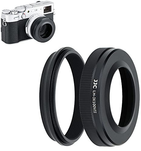 JJC Gegenlichtblende mit Adapterring für Fujifilm Fuji X100VI X100V X100 X100S X100T X100F Kameras - Ersetzt Fujifilm LH-X100 Gegenlichtblende und AR-X100 Adapterring
