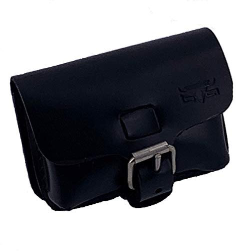 MIKA 28060401 - Gürteltasche S aus Echt Leder/Sattelleder mit unterteiltem Hauptfach und 2 Gürtelschlaufen, Hüfttasche im Querformat, Belt Pouch in schwarz, Taillentasche ca. 12 x 4 x 9 cm