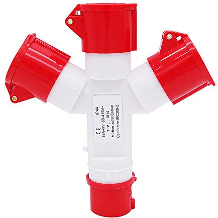 POFET Presa industriale multifunzionale 16 Amp 4P IP44 380V 3 vie Collegamento di rete Splitter-Rosso