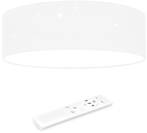 Navaris LED Deckenleuchte 40cm - Dimmbar Farbtemperaturwechsel Fernbedienung - 22W Stoff Weiß Sternenhimmel - Wohnzimmer Lampe Schlafzimmer Deckenlampe Kinderzimmer Lampe Decke