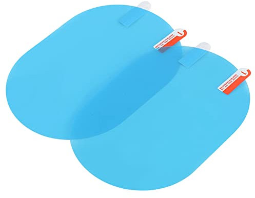 EVGATSAUTO Rückspiegel Regenfolie, Auto PET Rückspiegel Regenschutzfolie Antibeschlag Regenschutz Aufkleber 100x145mm Oval Blau