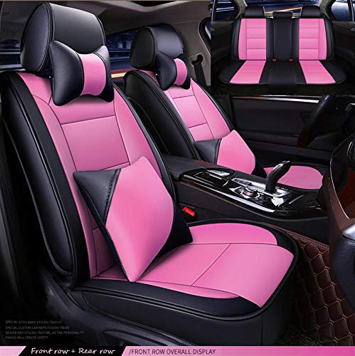 Geling Universal Auto Sitzbezüge, Sitzauflage Auto, PU-Leder Autositzbezüge, Sitzbezüge Auto Set Autositzbezüge Schonbezüge Vordersitze Und Rücksitze Mit Airbag System - Comfort,Rosa,Luxury
