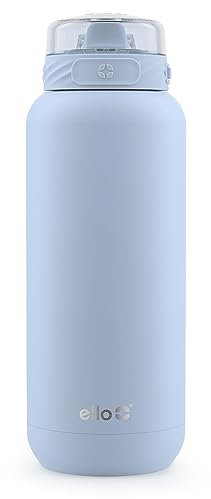 Ello Cooper - Borraccia termica sottovuoto, in acciaio inox, con cannuccia morbida e passante per il trasporto, a doppia parete, a prova di perdite, colore blu alogeno, 907 ml