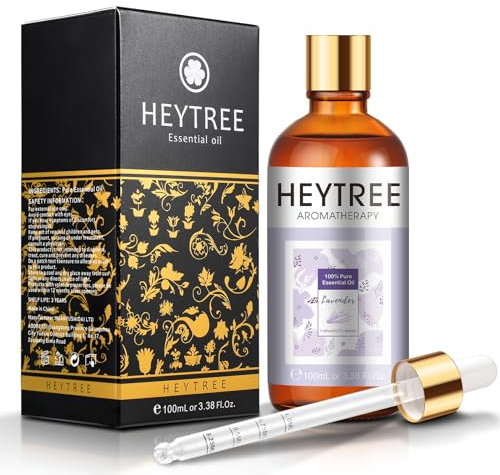 HEYTREE Aceite Esencial de Lavanda Pura - Ambiente que promueve el sueño: aceite de aromaterapia natural para relajación, cuidado de la piel- Aromaterapia -100ml