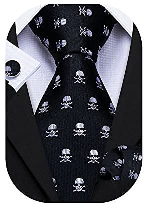 Barry.Wang Men Ties Silk Necktie Set Formal Solid Handkerchief Cufflinks Woven Wedding Business