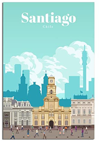 Santiago Chile Vintage Reiseposter Gemälde Poster Modern Geschenk Schlafzimmer Deko