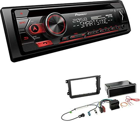 Pioneer DEH-S320BT 1-DIN Autoradio Bluetooth CD-Tuner USB Spotify inkl. Einbauset passend für Skoda Fabia II 2007-2014 schwarz