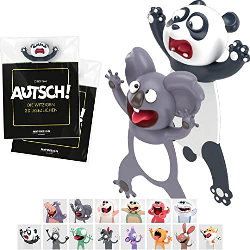 KXT Witzige 3D Lesezeichen - Original AUTSCH! Cartoon Tiere - Lustiges Geschenk für Kinder und Erwachsene (Die Vegetarier)