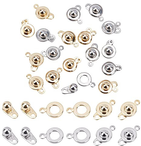 SUNNYCLUE 1 Box 20 Sets 2 Farben 15 mm Druckknopfverschluss Edelstahl Druckknöpfe Verschluss Verschluss Fassung Druckknöpfe Schmuckverschlüsse Für Die Herstellung von Halsketten Armbändern Frauen DIY