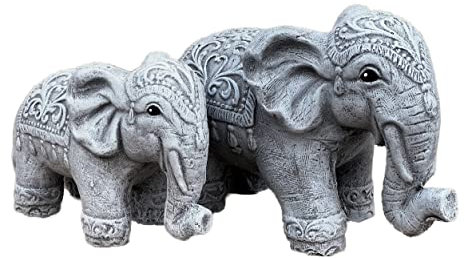stoneandstyle Steinfigur 2er Set Elefanten Elefant frostfest Steinguss