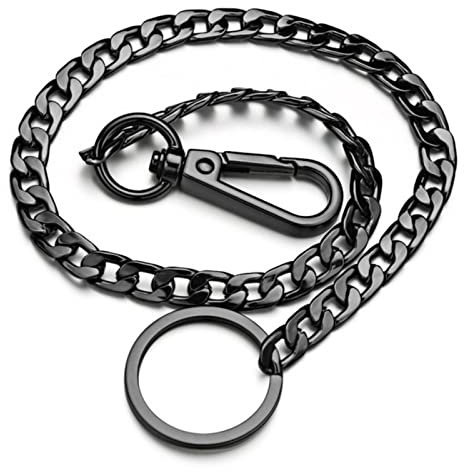 Cunluna Keychain 42Cm Long Metal Keychain Wallet Belt Chain Rock Punk Trousers Pant Hiphop Jewelry Men Key Ring Chain-Black
