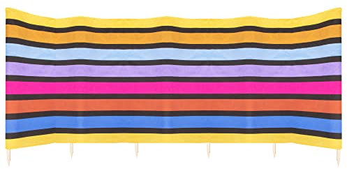 SPRINGOS Brise-vue pour plage 6 m 6 m, rayures noires PA001