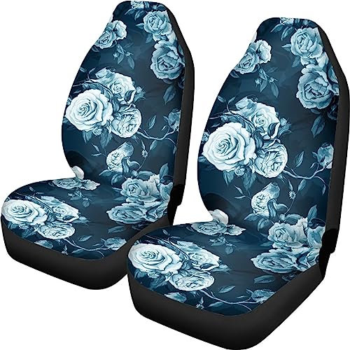 Xoenoiee Weiße Rose Blumendruck Auto Sitzschoner Abdeckung Universal Fit für LKW SUV Jeep Sitzbezug Rutschfester Sitz Handtuch Schutz vor Lebensmitteln, Schmutz Polyester Sitzbezug