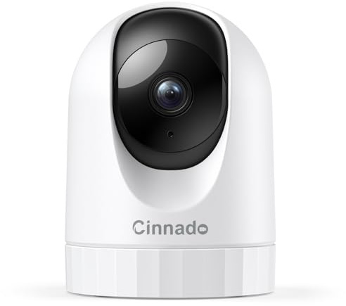 Cinnado Security Camera Indoor-2K 360° WiFi Cameras for Home Security,Pet/Dog/Baby Camera with Phone app, 2-Way Audio, Night Vision, 24/7 SD Card Storage, Works with Alexa & Google Home (2.4Ghz)-D1