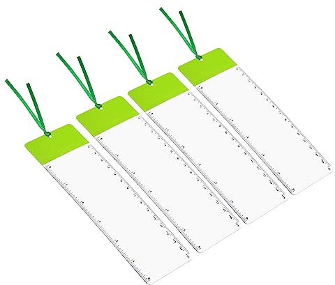 PATIKIL Lesezeichen Lupe mit Lineal 4 Pack 3X Vergrößerung Blatt Seite Lupe Linse für Sehschwache Menschen Lesen Buch Zeitschrift Zeitung Grün
