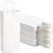 WUWEOT 50 Stück Weintüten, Kraftpapiertüten, blau, weiße Geschenktüten, Einkaufstaschen, Partytüten, recycelbare Einzelhandelstaschen, Verpackungsbeutel mit Griff, 13,7 x 8,4 x 33 cm