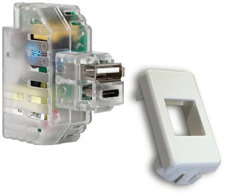 FANTON 82893-39 kit alimentatore USB A+C 2,4A attacco keystone da incasso completo di adattatore combatibile con placche e supporti VIMAR PLANA