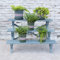 Blumenständer Aus Holz, 3 Ebenen Blumentreppe Ecke Blumenbank Blumenständer, for Innen Balkon Wohzimmer Outdoor Garten, Pflanzenständer Im Freien,Innendekorationsregal,Blau Massivholz-Blumenständer (