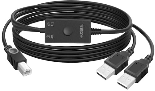 Druckerkabel-Splitter, 2-in-1-Ausgang, Prlnter Splitter für zwei Computer | Geeignet für zwei Computer, um einen Drucker zu teilen, kompatibel mit tintenlosen Druckern usw.