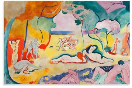 GAJUST Poster 'Matisse' Die Freude des Lebens, Le Bonheur De Vivre (Lebensfreude), gemalt von Henri Matisse im Jahr 1905, Leinwanddruck, Kunstwerk, ungerahmt, 60 x 90 cm, Wohnzimmer