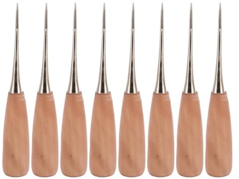 Fyearfly Vorstecher mit Holzgriff 8 Stück Ahle Werkzeug Leder Vorstecher Leder Nähen Werkzeug zum Stanzen Nähen Oder Reparieren Von Canvas Papier Leder Stoff