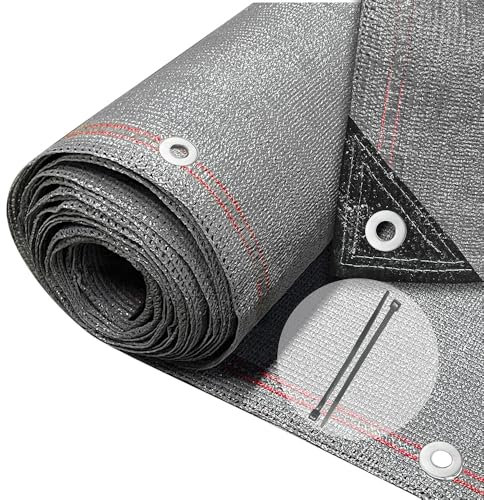VOUNOT® Rete Ombreggiante 1.5×20m, Telo Frangivista Recinzione Giardino 230 g/m² HDPE, Tessuto Ombra Privacy Antistrappo Antivento con Fascette, per Esterno, Serra, Balcone, Giardino, Grigio