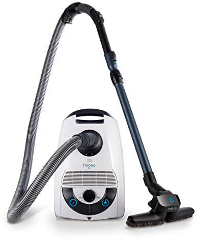 hoogo B3+ mit Flipflop Bodendüse | Plus Mini-Turbobürste | Staubsauger mit Beutel | Starke 850 W Saugleistung | HEPA 14 Filter | 11 Meter Radius | Nur 74 dB(A) | 3 L Fassungsvermögen