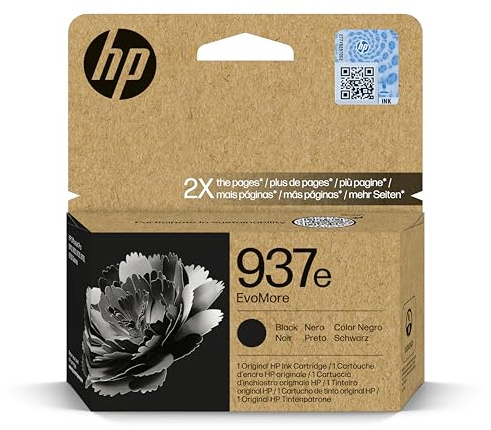 HP 937 Schwarz EvoMore Original Druckerpatrone | Tinte für OfficeJet Pro Serie 9100, 9700, ~2500 Seiten (4S6W9NE)