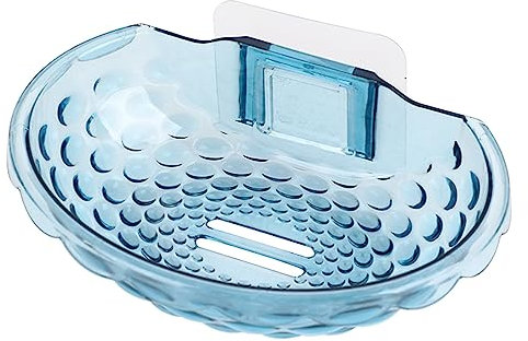 Saddgo Porte-savon mural sans perçage - Porte-savon autocollant - Accessoires de salle de bain - Acrylique - Rectangulaire - Bleu