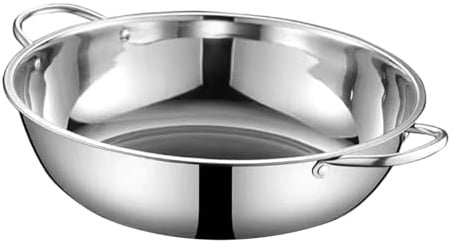LOVIVER Hot Pot aus Edelstahl, Kochgeschirr für die Küche, Shabu Shabu-Topf, chinesischer Hot Pot für Zuhause, Grillen, Erntedankfest, Camping, 28 cm, ohne Trennwand