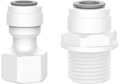 Qrity 1 Stück RO Wasserfilter Fitting, 1/2 Weiblich/Außengewinde auf 3/8 Schnellverbinder, Schnellanschluss für Wasserfilter
