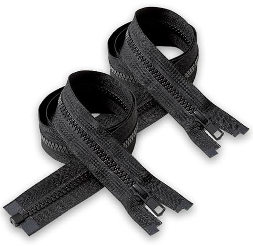 IPEA Cerniera Lampo Nera lunga 65 cm Nera - 2 Pezzi - Catena Misura #5 - Cerniere Lampo Divisibili per Abbagliamento Arredamento Cucito Giacche - Zip - Larghezza 30 mm - Colore Nero