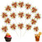 Ephlyn 30Pcs Foil Firework Cupcake Toppers Sparkle Tinsel Cupcake Picks Happy Birthday Cake Decorations Drink Stirrers Cocktail Food Fruit Toothpicks for Baby Shower Graduation Party Supplies Gold Red