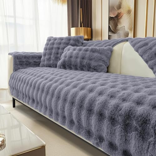 wiipara Weicher Plüsch Sofabezug (Grau, 70x70cm), Sofa Überzug 1 2 3 4 Sitzer Sofa Abdeckung Sofaschoner, Couch Überzug Waschbar Samt Sofaüberwürfe, Sofa Cover Sofabezug rutschfest L Form Möbelschutz