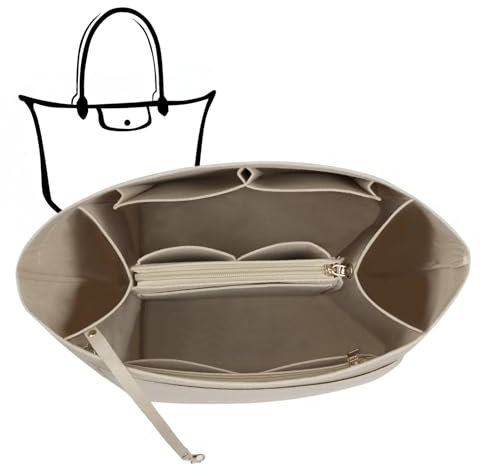 Charinor Taschen Organizer für Longchamp, Taschenorganizer aus Filz mit Schlüsselkette und Bag in Bag(Beige, S)