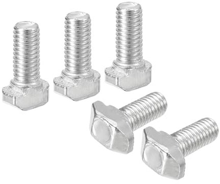QUARKZMAN 20pz Bulloni a T-Slot, M5 x 12mm Bullone Testa a Martello Vite a T Perno per Profilo Alluminio a T Serie 2020, Acciaio Carbonio Nichelato, Argento