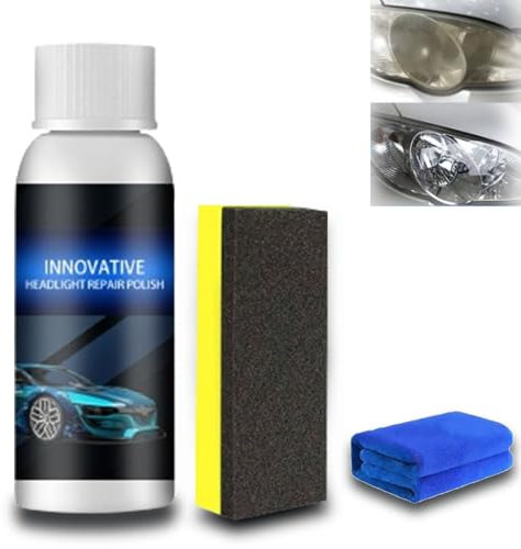 HOPASRISEE Reparatur-Flüssigkeit für Autoscheinwerfer, Scheinwerfer Aufbereitung Set, Klarlack & Politur, Beseitigt Kratzer, Vergilbung, Unschärfe, Verlängert Lebensdauer (50ml-1pcs)