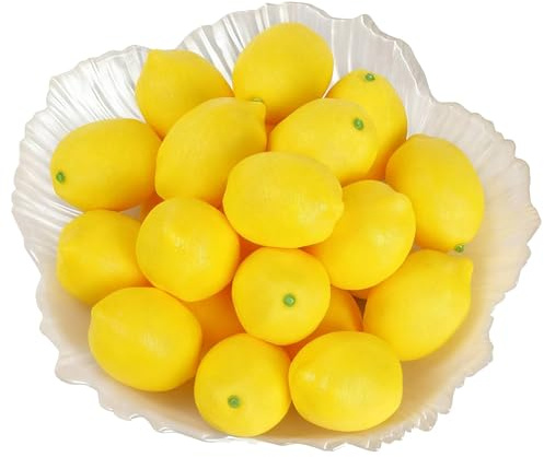 Notakia 25 limoni artificiali, frutti artificiali, limoni finti realistici, limonata artificiale, decorazioni per feste, cucina, tavolo estivo, riempimento per vasi, accessori fotografici (25 pezzi